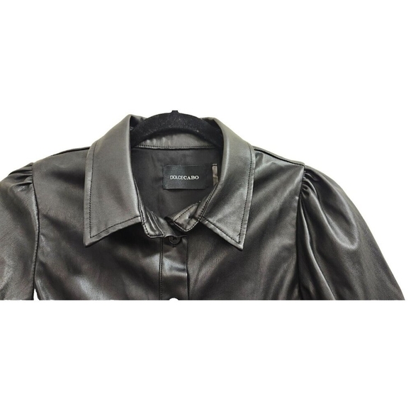 Dolce Cabo puff sleeve faux leather dress Color Black Size XS - Picture 4 of 14